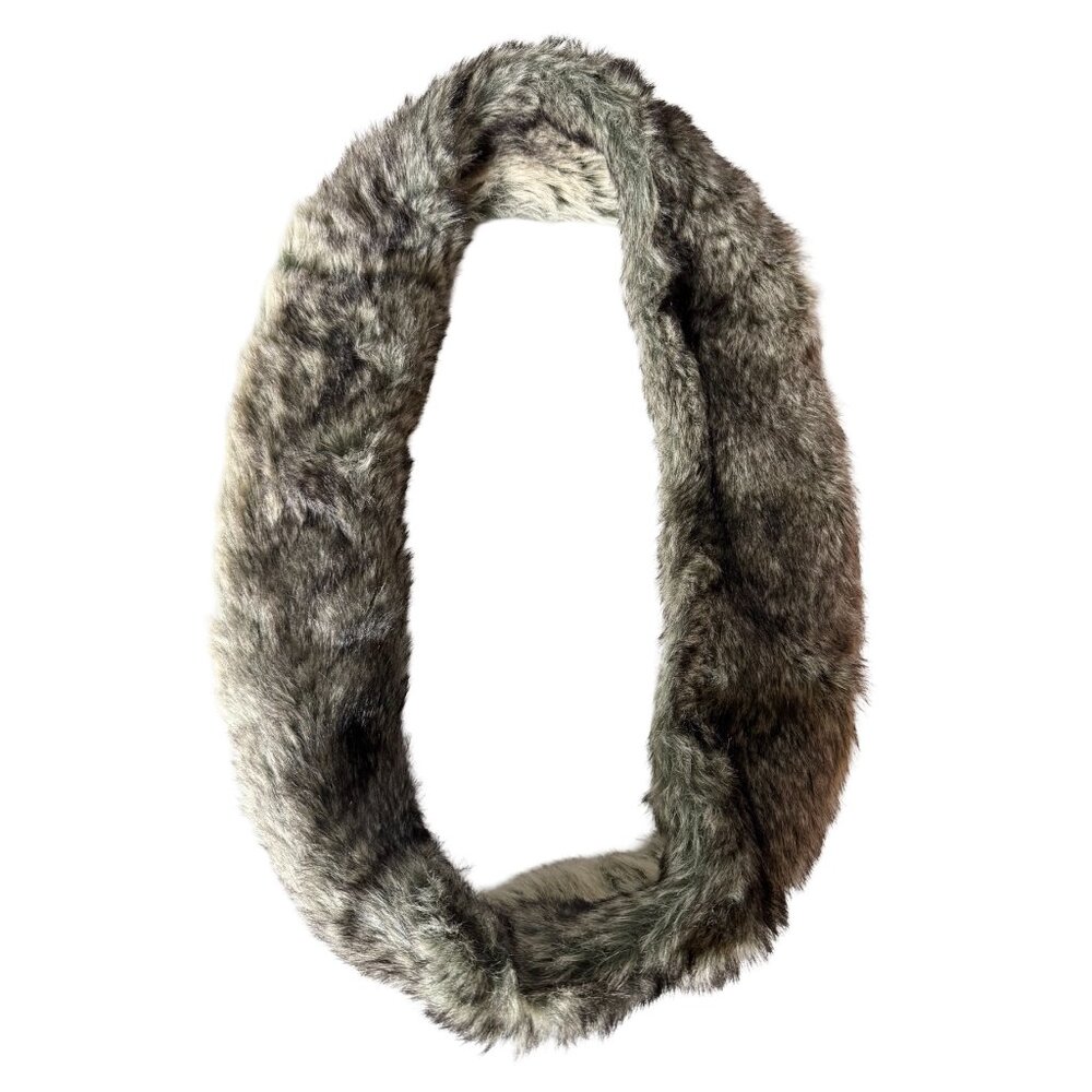 Plush Faux Fur Infinity Loop Scarf in Grey by KENNA & OZZY - OS